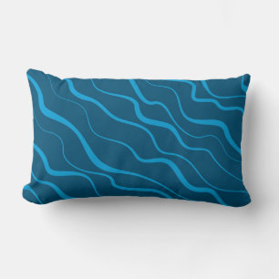 Blauw, eenvoudig, modern, koele golfabstractie kussen