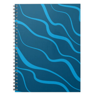 Blauw, eenvoudig, modern, koele golfabstractie notitieboek