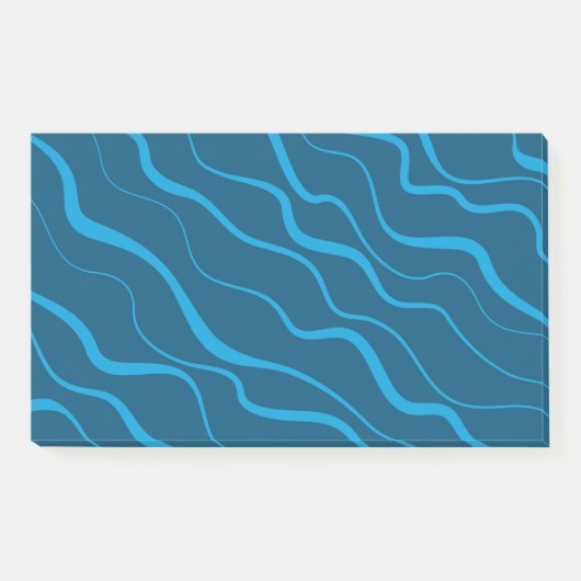 Blauw, eenvoudig, modern, koele golfabstractie post-it® notes (Voorkant)