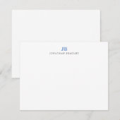 Blauw Eenvoudig Modern Minimalistisch Monogram Ini Notitiekaartje (Voorkant / Achterkant)