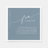 Blauw Eenvoudig Modern Script Leuke Feiten Bruilof Servet (Voorkant)