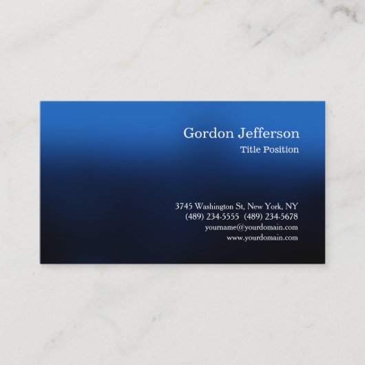 Blauw, eenvoudig, modern visitekaartje (Voorkant)