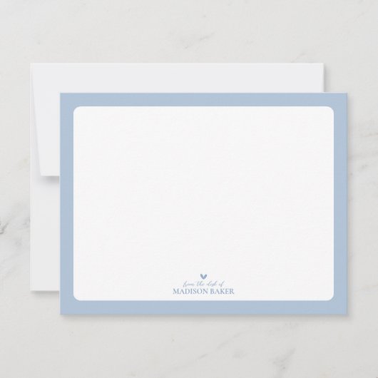 Blauw | Eenvoudig persoonlijk hartverwarmingstoest Notitiekaartje (Voorkant)