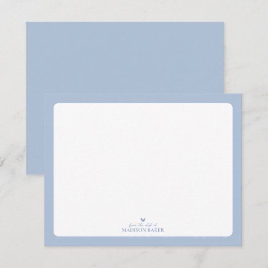 Blauw | Eenvoudig persoonlijk hartverwarmingstoest Notitiekaartje (Voorkant / Achterkant)