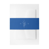 Blauw Eenvoudige botanische bladeren monogram brui Uitnodigingen Wikkel (Voorkant Voorbeeld)
