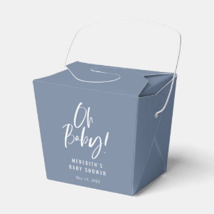 Blauw Eenvoudige Calligrafie Geslacht Neutrale Bab Bedankdoosjes
