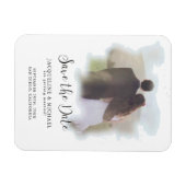 Blauw Eenvoudige Elegant Modern Script Waterverf F Magneet (Horizontaal)