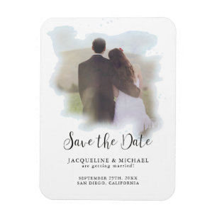 Blauw Eenvoudige Elegant Modern Script Waterverf F Magneet