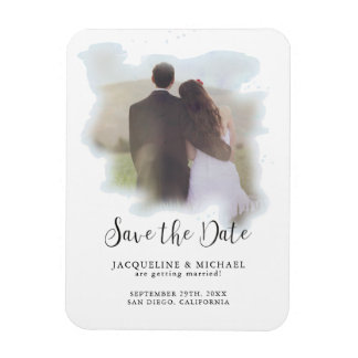 Blauw Eenvoudige Elegant Modern Script Waterverf F Magneet