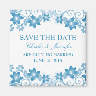 Blauw Eenvoudige Floral sparen de Magneet van de D