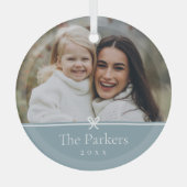 Blauw | Eenvoudige minimale boog foto Glas Ornament (Voorkant)