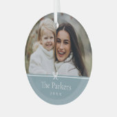 Blauw | Eenvoudige minimale boog foto Glas Ornament (Voorkant links)