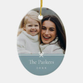 Blauw | Eenvoudige minimale boog foto Keramisch Ornament (Voorkant)