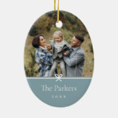 Blauw | Eenvoudige minimale boog foto Keramisch Ornament (Achterkant)