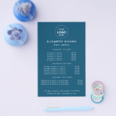 Blauw Eenvoudige Salon Service Menu Flyer (Enkel)