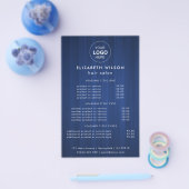Blauw Eenvoudige Salon Service Menu Flyer (Enkel)