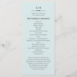 Blauw eenvoudige trouwdag. Elegante klassieke typo Programmakaart