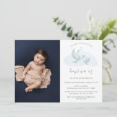 Blauw Eenvoudige Waterverf Vogelfoto Kruisdoop Kaart (Staand voorkant)