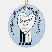 Blauw eerste kerstfeest verloofd ornament (Links)