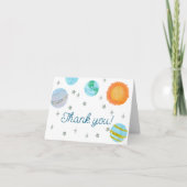 Blauw Eerste Reis Rond De Zon Jongen 1e Verjaardag Bedankkaart (Voorkant)