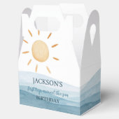 Blauw eerste reis rond zon gunstbox verjaardag bedankdoosjes (Geopend)