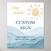 Blauw Eerste Reis Rond Zon Verjaardag Custom Sign Poster (Voorkant)