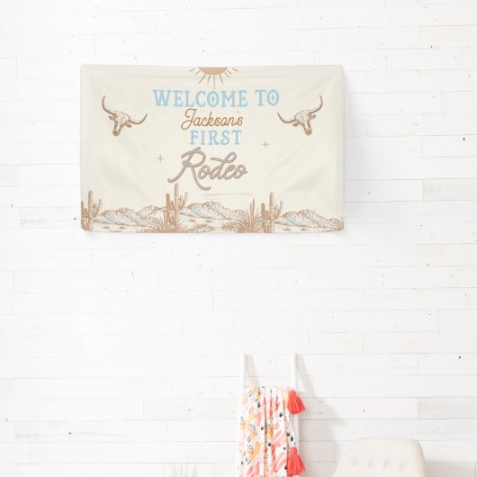 Blauw  Eerste Rodeo 1e Verjaardag Welkom Spandoek