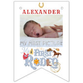 Blauw Eerste Rodeo Baby Boy 1e Verjaardag Mileston Vlaggetjes (Tweede vlag)