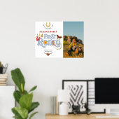 Blauw Eerste Rodeo Baby Boy 1e Verjaardag Welkom Poster (Thuiskantoor)