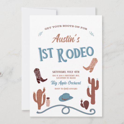 Blauw eerste rodeo kaart (Voorkant)