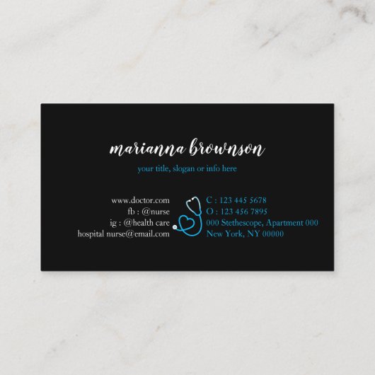 Blauw eerstehulpverpleegkundige en medisch ontwerp visitekaartje (Achterkant)