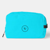 Blauw effen kleur neon monogram modern trendy toilettasje (Achterkant)