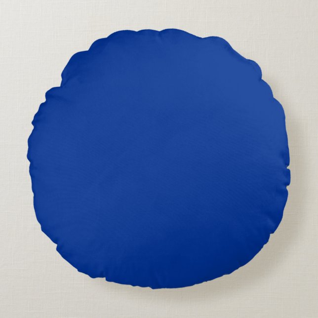 Blauw  effen kleur rond kussen (Voorkant)