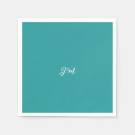 Blauw effen kleur trendy pastel initialen naam servet