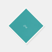 Blauw effen kleur trendy pastel initialen naam servet (Hoek)