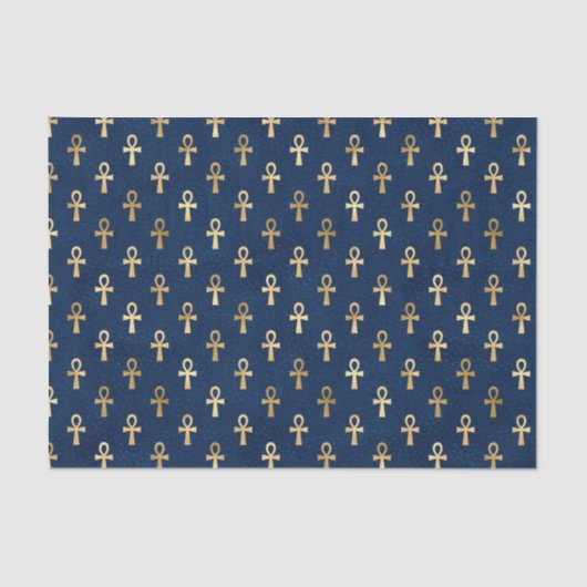 Blauw Egyptisch Ankh Weefselpapier | unieke verpak Tissuepapier (Voorkant)