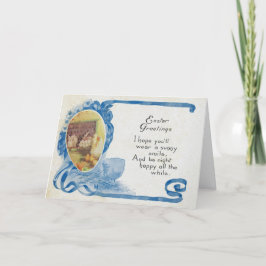  blauw ei Antiek Pasen Feestdagen Kaart