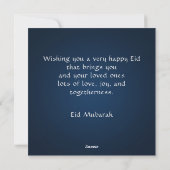 Blauw Eid Mubarak Bloemenlantaarn Islamitisch Feestdagenkaart (Achterkant)