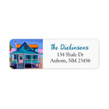 Blauw eigenzinnig strandhuis