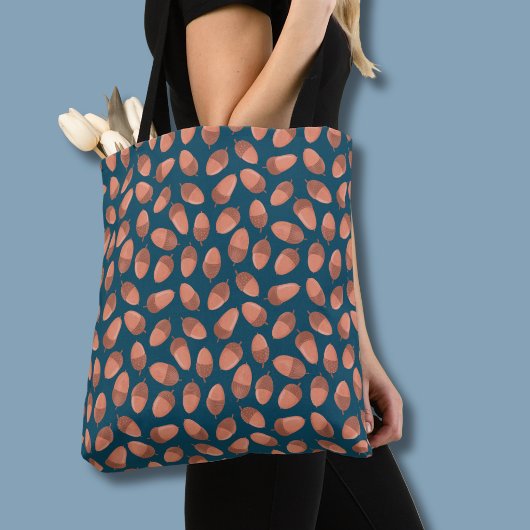 Blauw Eikel patroon Tote Bag