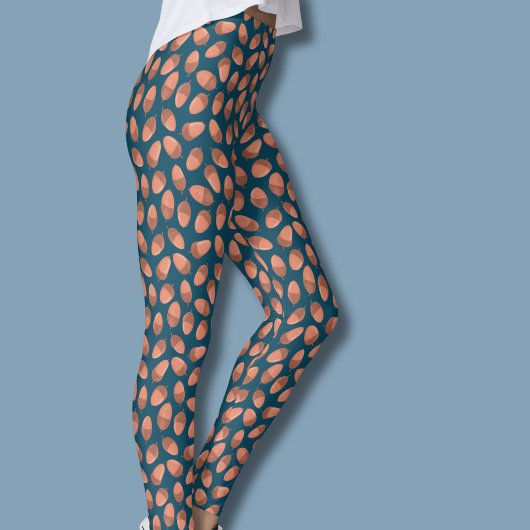 Blauw Eikelpatroon Leggings