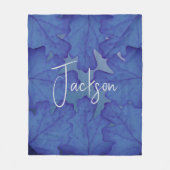 Blauw eikenblad gepersonaliseerd fleece deken (Voorkant)