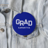 Blauw eindexamen middelbare school diploma met eig ronde button 4,0 cm (In situ)