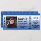 Blauw eindexamenfeesticket kaart (Voorkant / Achterkant)