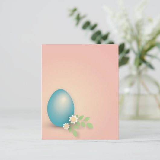 Blauw eitje tussen bloemen en bladeren letterhe (Staand voorkant)