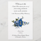 Blauw Elegaant Katholiek Huwelijksprogramma Schri Briefpapier (Voorkant)