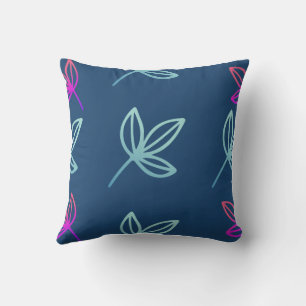 Blauw Elegan Green&Pink Bladeren Buitenkussen