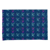 Blauw Elegan Green&Pink Bladeren Kussensloop (Voorkant-Rechts)