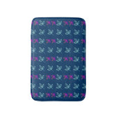 Blauw Elegan Green&Pink Leaves patroon Badmat (Voorkant Verticaal)