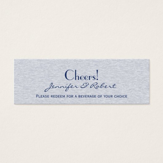 Blauw Elegance Bruiloft Drink Tickets Mini Visitekaartjes (Voorkant)